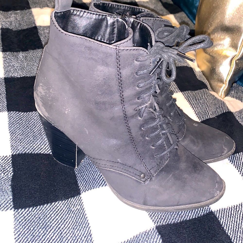 black heeled boots